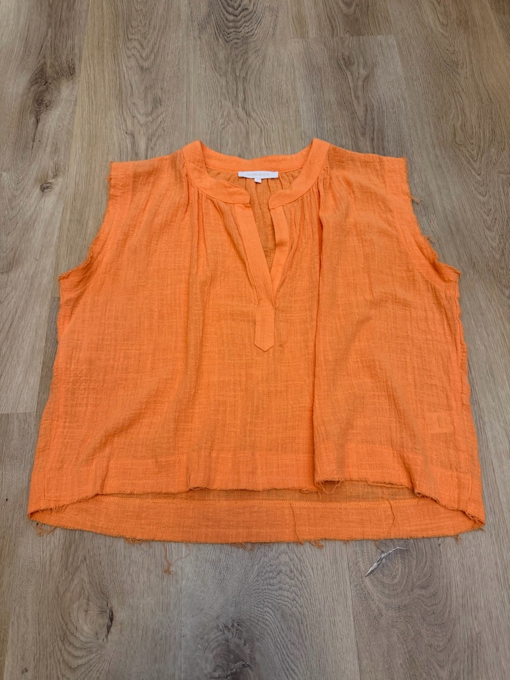 Olivaceous Orange Cotton Muslin Sleeveless Boxy Top